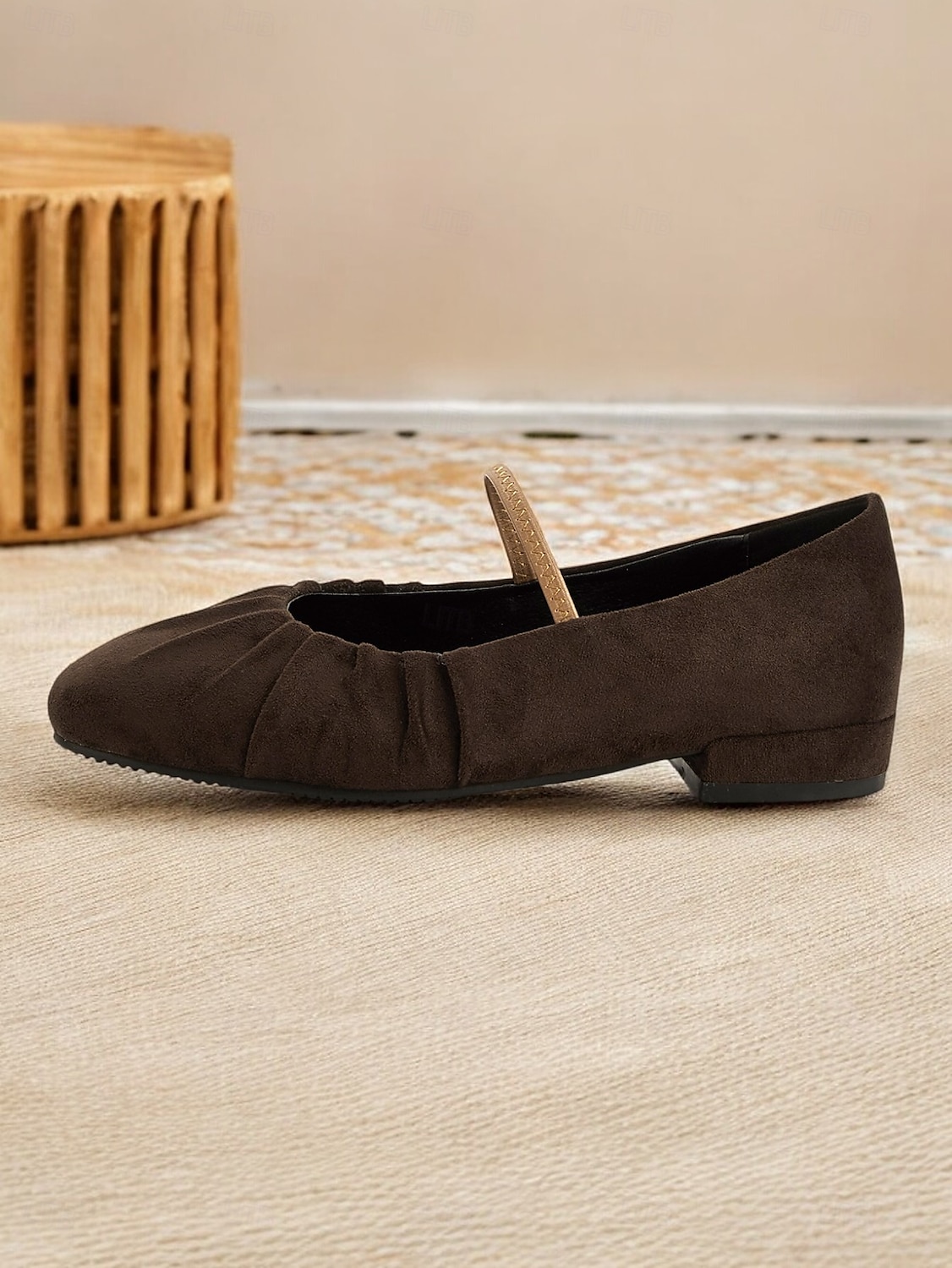 Women's Retro Brown Suede Flats – Elastic Strap Ballet Shoes with Pleated Detailing, Perfect for Casual Outings and Vintage-Inspired Fashion 2025 - $46.99 –P7