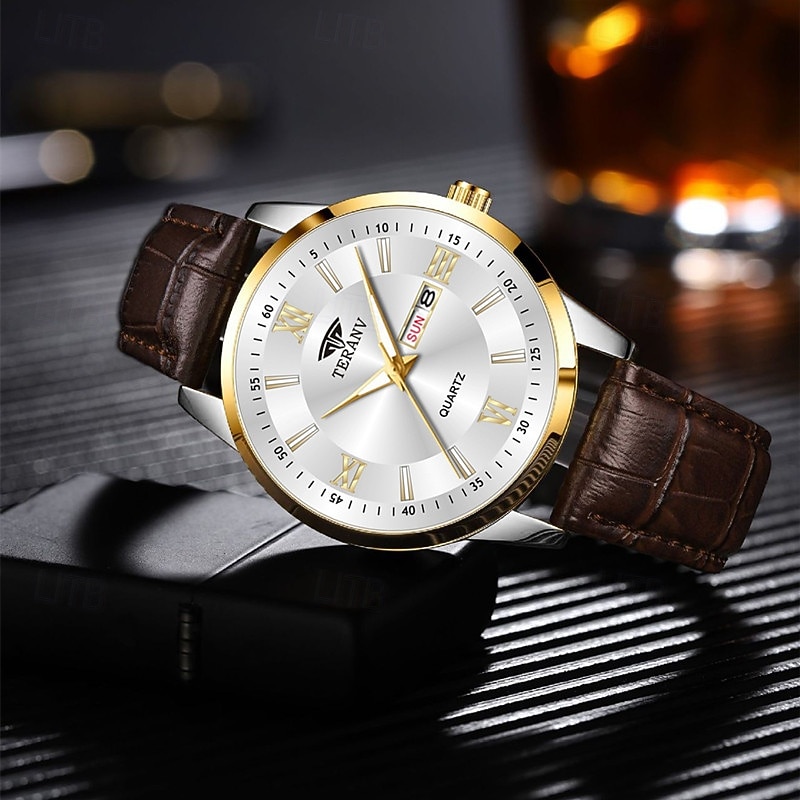 1 Neue Mode Trend Herren Business Quarz Uhr Kalender Woche Anzeige Lebensreise Leuchtende Freizeit Sport Herren Armbanduhr Geschenk Ideale Wahl 2025 - $22.99 –P6