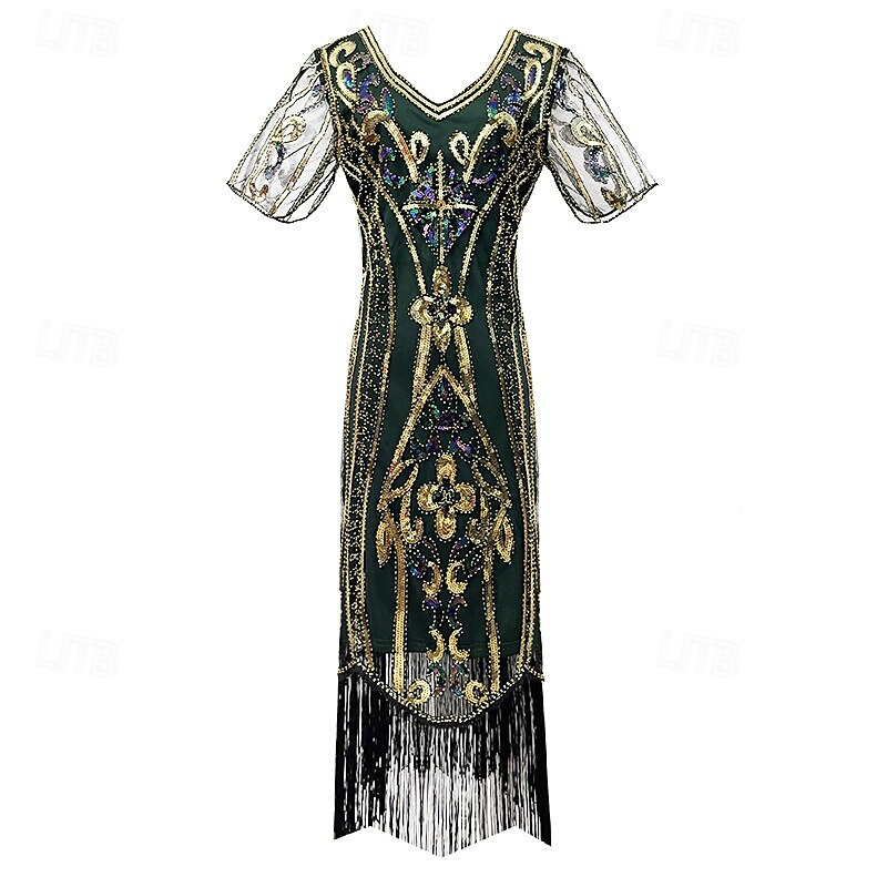 20. léta 20. století Retro Velký Gatsby Krátká délka Maškarní Iluze Velký Gatsby Svatební host Flitry Flitry Do V Dámské Karneval Plesová maškaráda Běžné / Denní Párty / koktejly Svatební hostina 2025 - $43.99 –P5