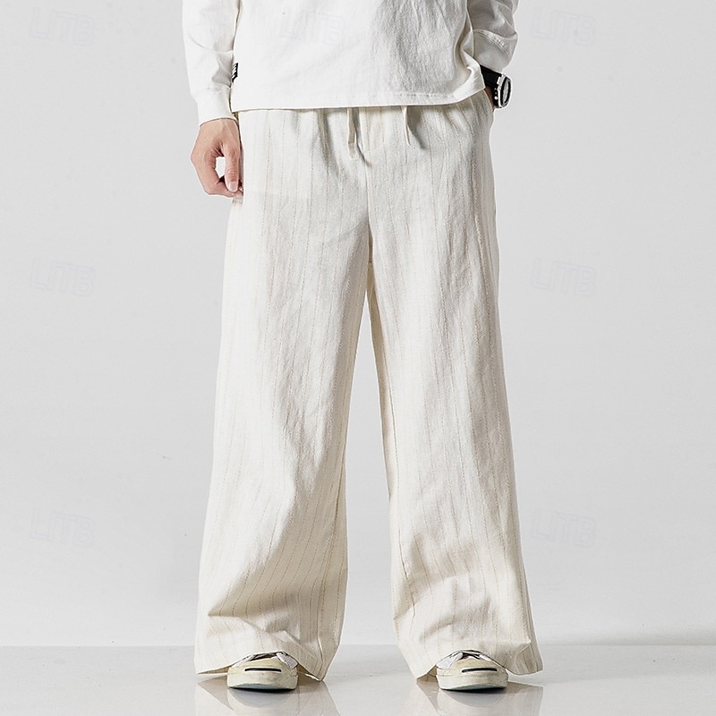 Voor heren Broek Vrijetijdsbroek Zak Trekkoord Recht been Streep Comfort Buiten Dagelijks Modieus Casual Donker Bruin Zwart Micro-elastisch 2025 - $42.99 –P5