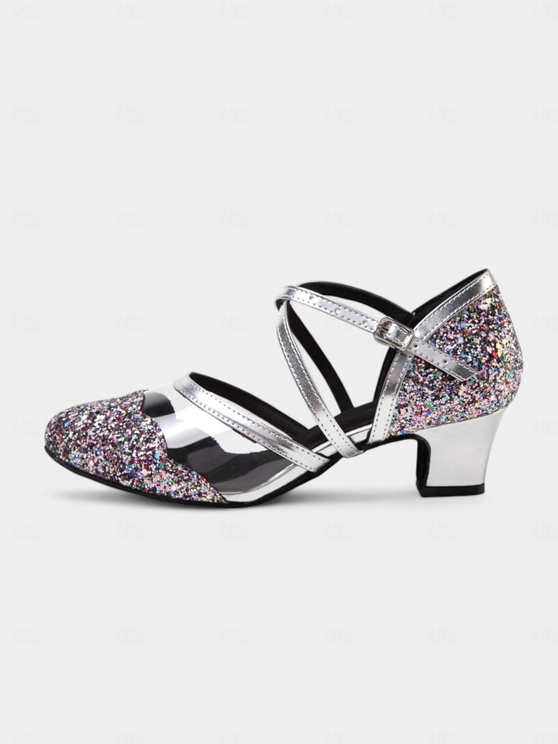 chaussures de danse à paillettes noires pour femmes avec brides croisées, semelle en daim souple et talons bas – parfaites pour les événements de salon, latins et de fête de 2025 ? $46.99 –P2