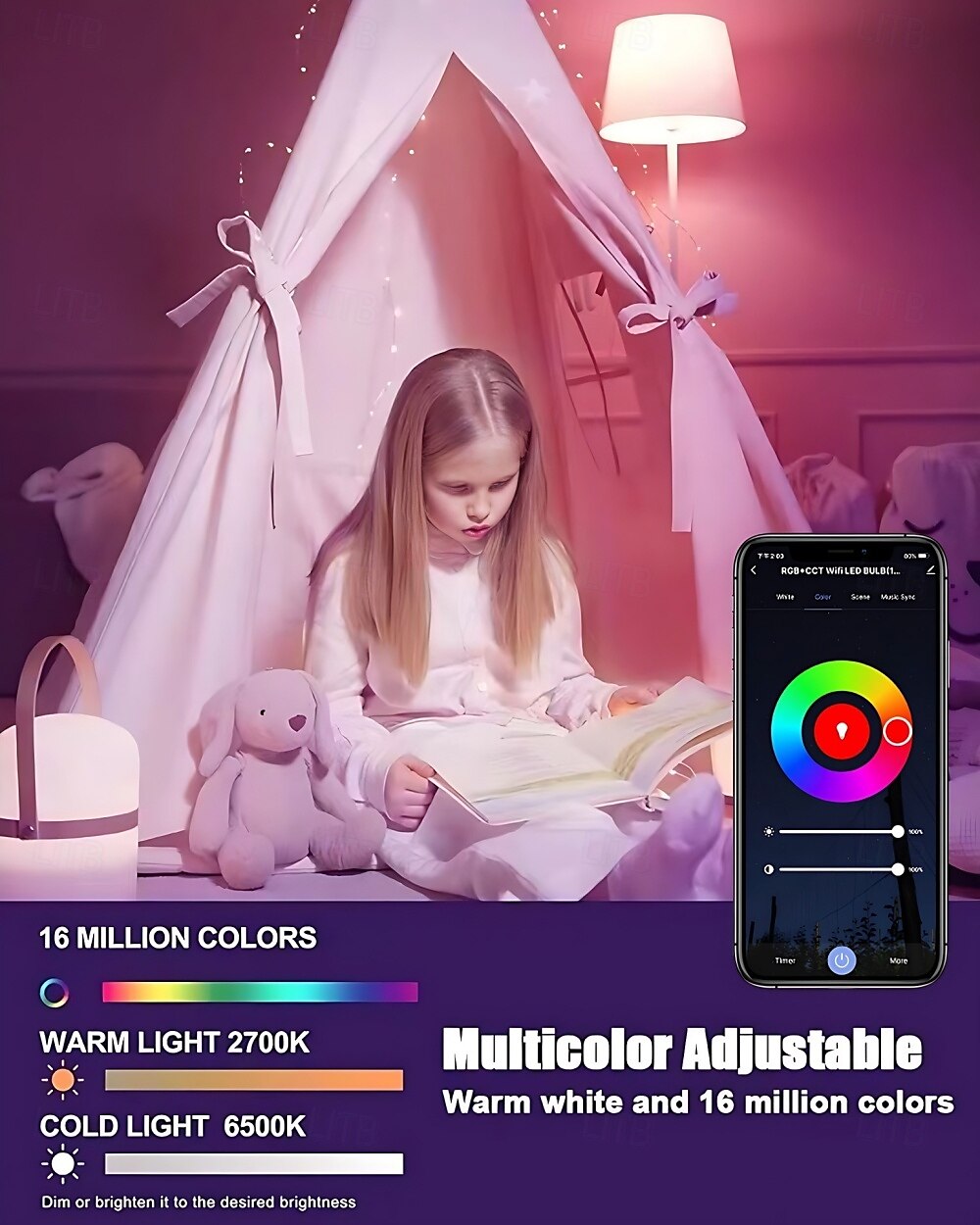 2025年 E26/E27 RGB LED スマート電球 – 10W 色変化、WiFi 調光可能、Alexa 対応 &グーグル4個  コレクション – $53.99 –P1