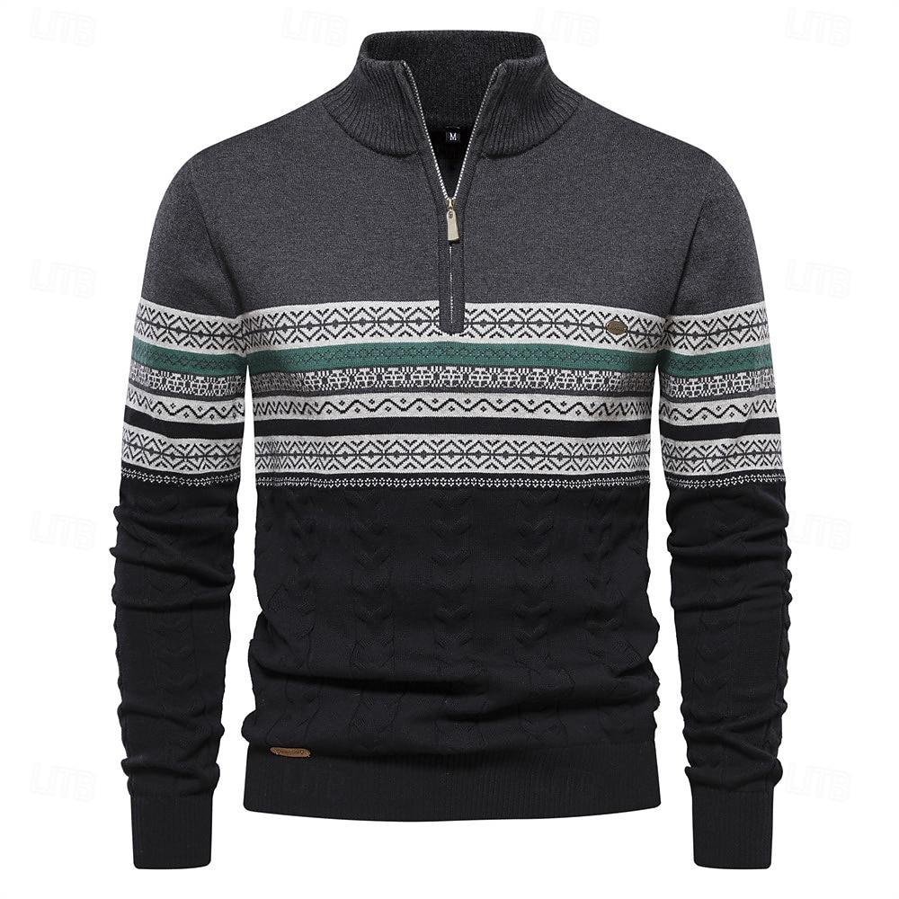 Men's Pullover Sweater Jumper Ribbed Knit Standing Collar Clothing Apparel Bishop Sleeve Spring & Fall White Navy Blue S M L 2025 - $30.99 –P5