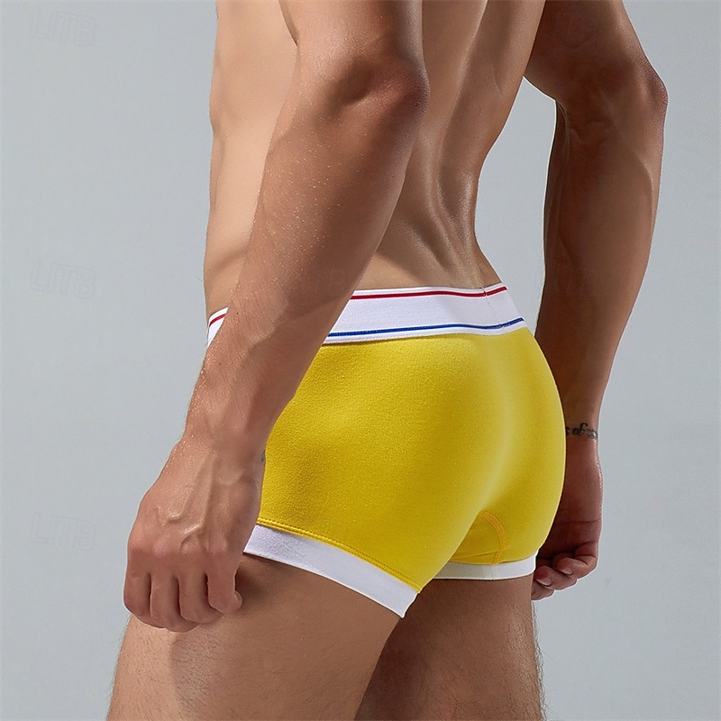 Herren 1 pc Unterwäsche Boxer Boxer-Shorts Patchwork Polyester Atmungsaktiv Weich Komfortabel Farbblock Mittlere Hüfthöhe Gelb Rote 2025 - $10.49 –P20