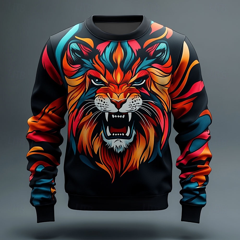 Homens Leão Desenhos 3D Moletom Moletom Manga Longa Moletom Gola Redonda Moda Legal 3D Impressão 3D Férias Festa Para Noite Crewneck Impressão 3D 3D Inverno Primavera & Outono de 2025 por $29.99 –P1