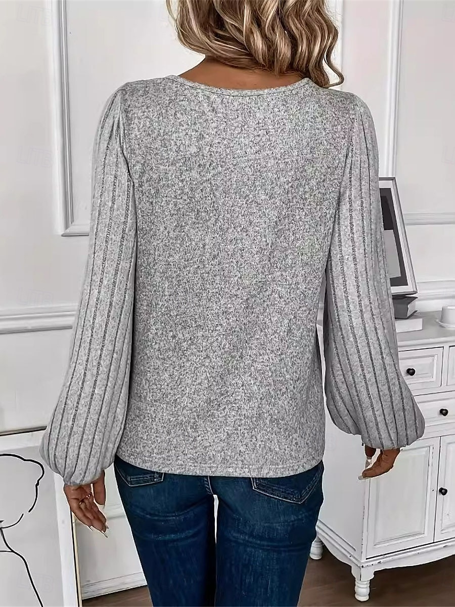 Blouses en dentelle élégante pour femmes blouses ajourées tops réguliers unis décontractés à manches longues col rond patchwork en dentelle ajustement régulier quotidiens romantiques petits tops pour de 2025 ? $23.99 –P2