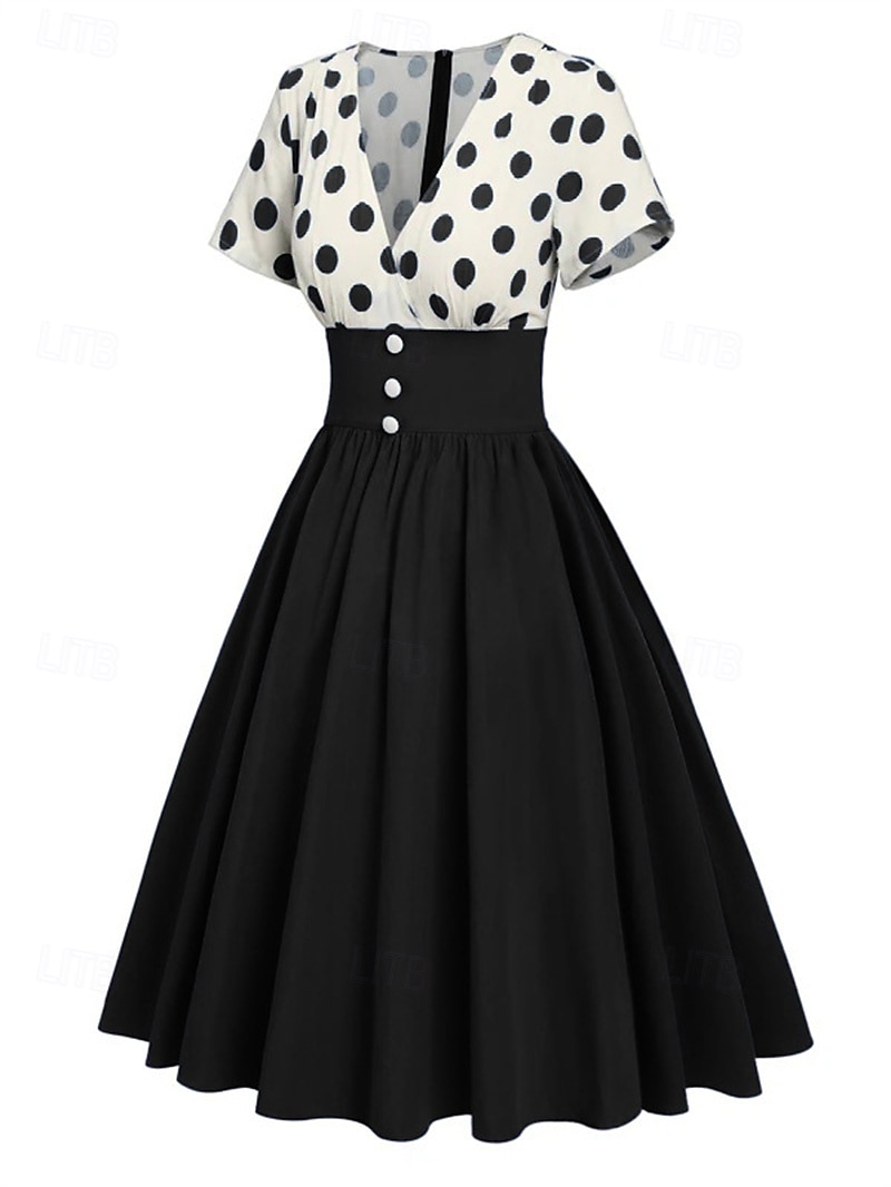 Retrò Vintage Anni 1950 Abito vintage Vestito Mascherata Pois Linea ad A Per donna Carnevale Capodanno Mascherata Casual Quotidiano Addio al Nubilato Adulti Vestito del 2025 a $24.99 –P11