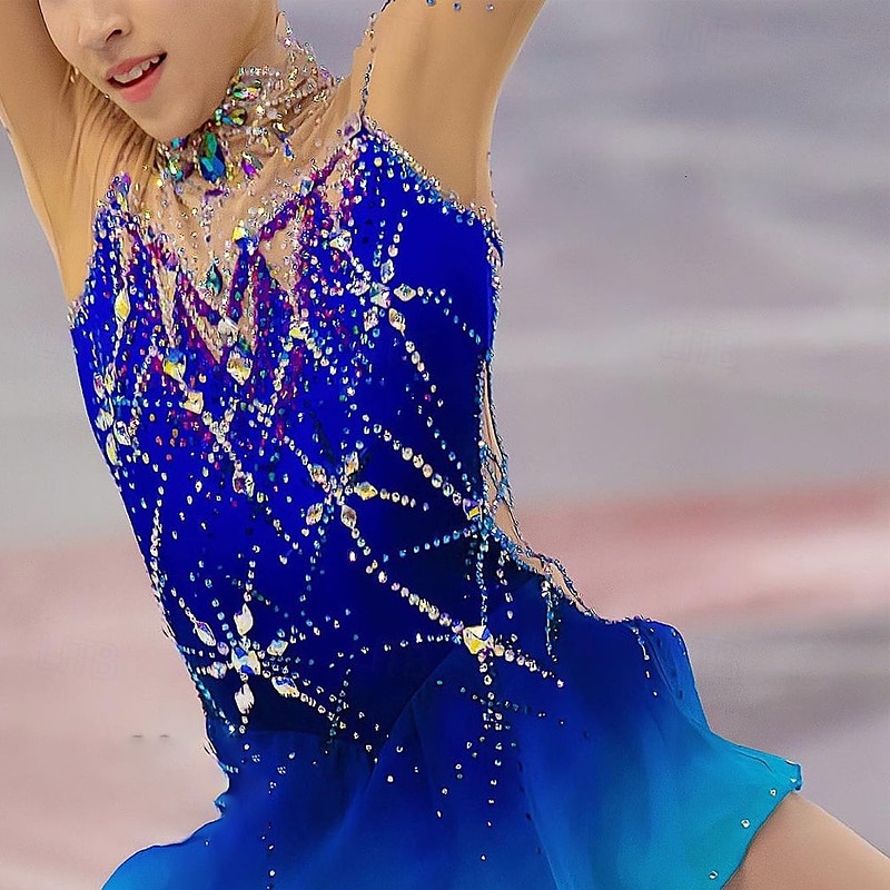 Taitoluistelupuku Naisten Tyttöjen Luistimet Hameet Sininen Tilkkutäkki Peukalonreikä Silmukka Spandex Elastinen Kouluts Harjoittelu Ammattilainen Luisteluasu Pidä lämpimänä Kristalli / Strassi 2026 - $367.09 –P6