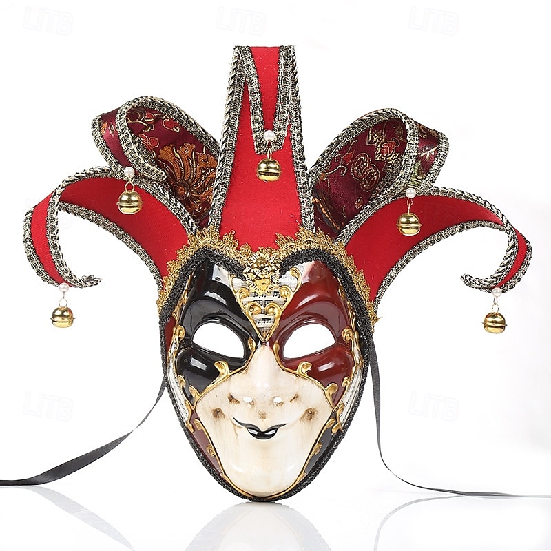 Harlekin Halloween Venezianische Maske / Arlecchino Karnevalsmaske Vollgesicht Erwachsene Herren Halloween / Karneval Party Maskerade Karneval von Venedig Einfache Halloween-Kostüme Verkleiden 2025 - $29.99 –P1