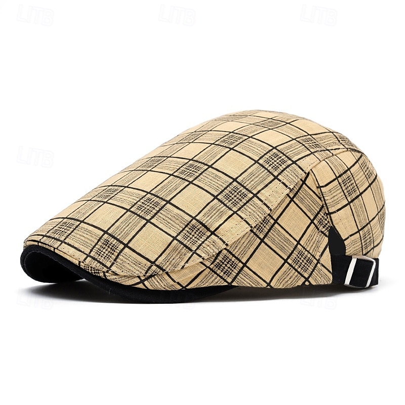 Dla obu płci Kaszkiet Czarny Biały Poliester Retro Podróże Styl plażowy Na zewnątrz Urlop Kratka Regulowany Moda 2025 - $13.99 –P10