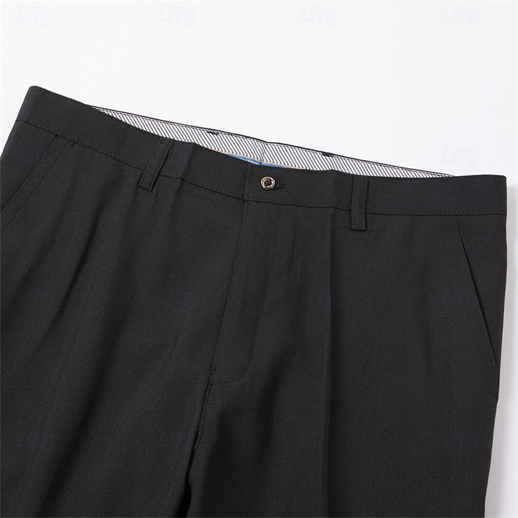 Men's Dress Pants Trousers Slacks Suit Pants Pocket Plain Comfort Breathable Wedding Outdoor Daily Fashion Casual Black Khaki 2025 - $21.99 –P8