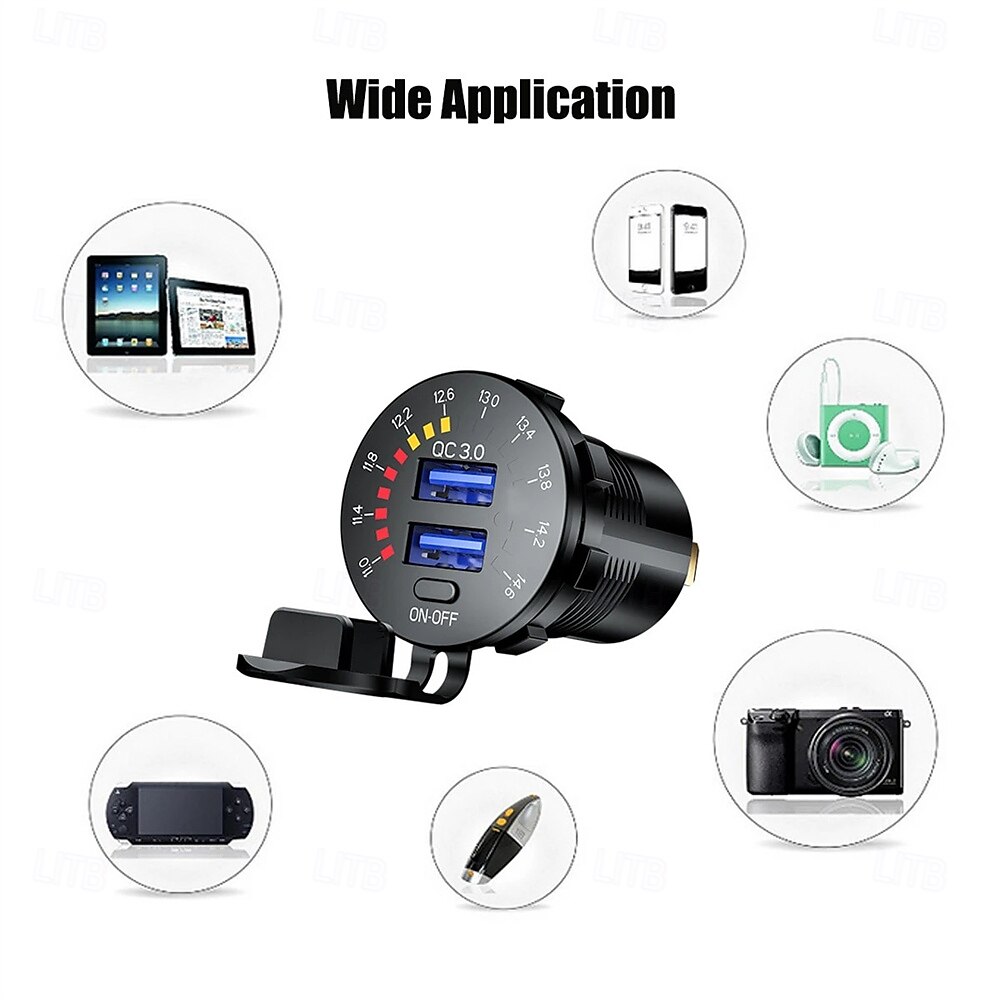 12-24 V Dual-USB-Autoladebuchse mit buntem Digitalvoltmeter QC 3.0 Schnellladefunktion für Busse, Anhänger und Boote 2025 - $35.99 –P4