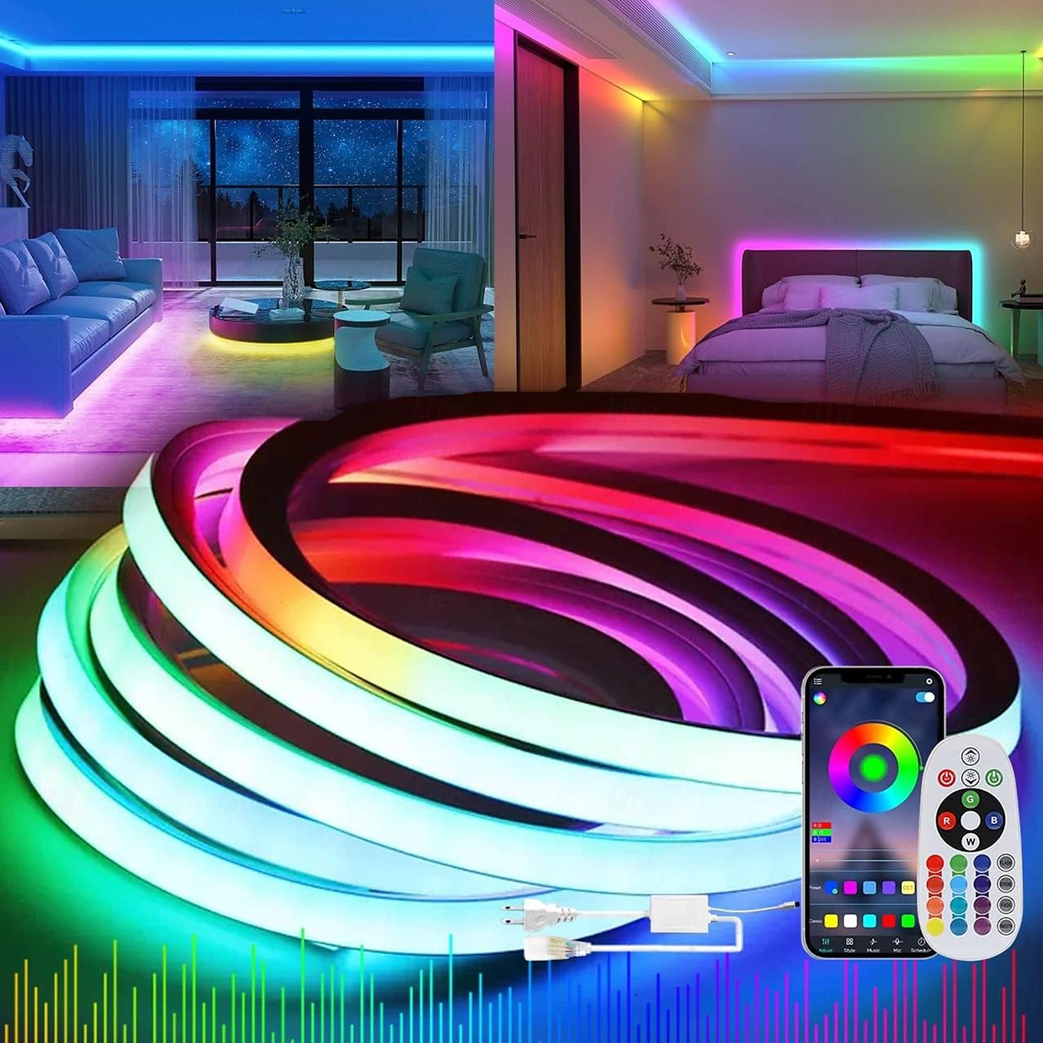 3M 5 m 7m Conjuntos de luces 96 LED 5050 SMD 10 mm 1 Controlador remoto de 24 teclas 1 juego RGB Tiras de Luces LED Fiesta Al Aire Libre Impermeable 220-240 V 2025 - $72.99 –P1