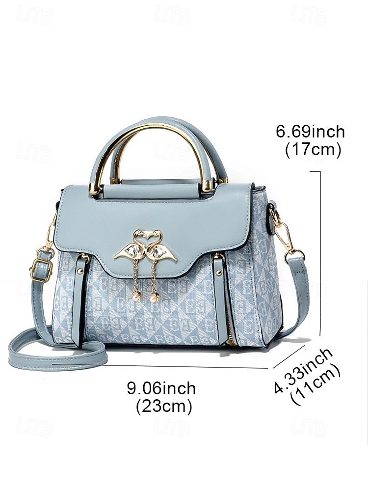 элегантная женская бежевая сумка через плечо – роскошный дизайн с монограммой, подвеской в виде сердца и верхней ручкой 2026 - $34.99 –P9