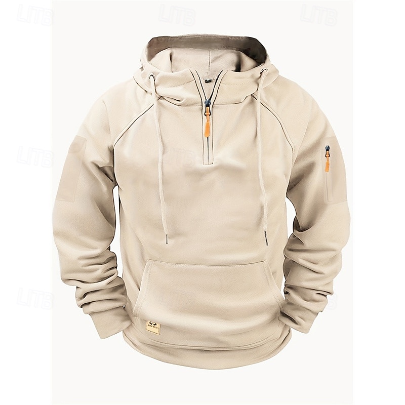 Voor heren Trui met capuchon Hoodie met kwartrits Zwart Wijn Marineblauw blauw Bruin Capuchon Effen Zak Sport & Outdoor Dagelijks Feestdagen Polyester Streetwear Basic Casual Lente & Herfst Kleding 2026 - $31.99 –P9