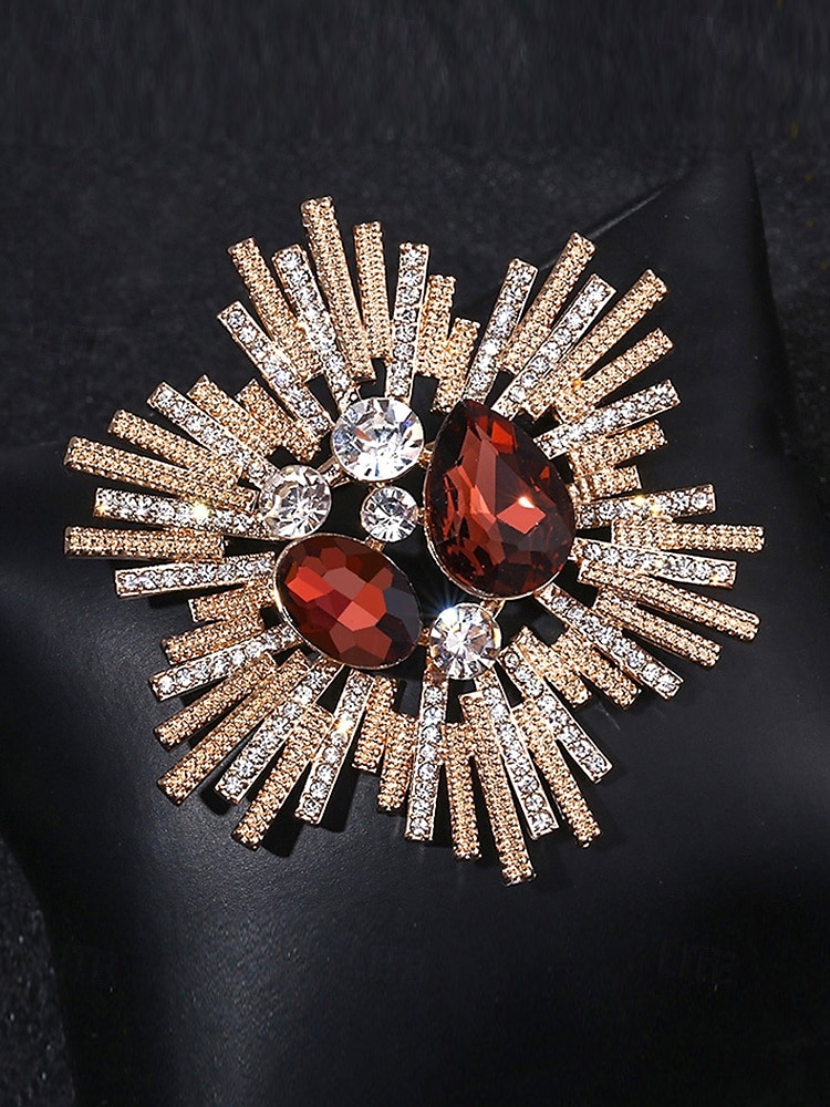női vintage stílusú sunburst bross rózsaszín és kristály drágakövekkel – elegáns kitűző hivatalos öltözékhez 2025 - $9.99 –P10