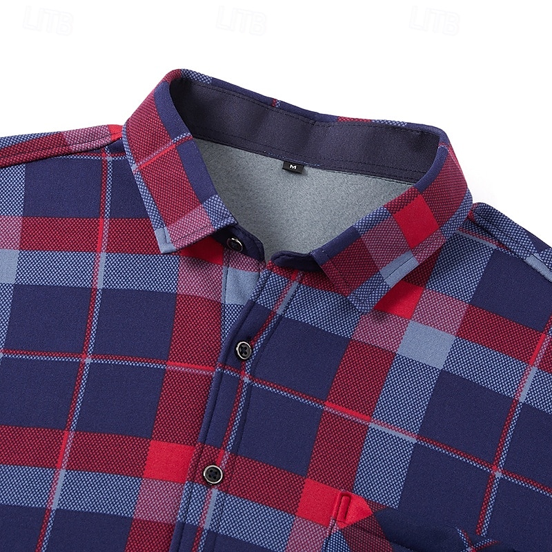 Herren Oberhemd Kariertes Hemd trachtenhemd Kragenhemd Fleece-Shirt Knopfhemd Overshirt Plaid / Karomuster Hochzeit Party A B C D Langarm Quadratischer Ausschnitt Winter Bekleidung Warm 2025 - $13.99 –P3