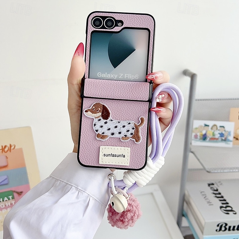 هاتف غطاء من أجل زد فليب 6 Z Flip 5 Z Flip 4 Z Flip 3 غطاء خلفي مع رباط المعصم ضد الصدمات مكتب  /  الأعمال TPU جلد PU 2025 - $19.99 –P4