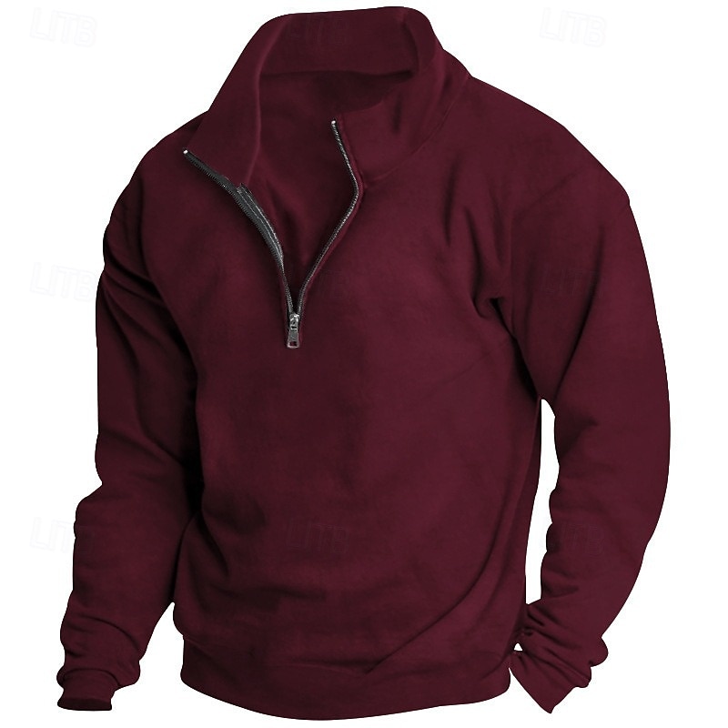 Men's Sweatshirt Polar Fleece Quarter Zip Sweatshirt Black White Wine Red Gray Half Zip Plain Sports & Outdoor Daily Holiday Streetwear Basic Casual Fall & Winter Clothing Apparel Hoodies Sweatshirts  2025 - $27.99 –P11