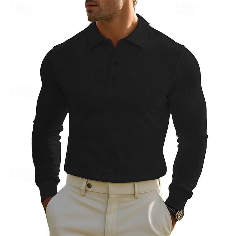 Men's Corduroy Shirt Golf Shirt Work Casual Lapel Long Sleeve Basic Modern Solid Color Buttons Spring &  Fall Regular Fit Wine Black White Yellow Sky Blue Light Grey Corduroy Shirt 2025 - $18.99 –P11