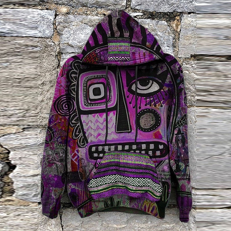 Hombre Caricatura Estilo Bohemio Sudadera Sudaderas Sudadera Manga Larga Sudadera con capucha Con Capucha Ropa deportiva Casual Diario Deportes Impresión personalizada Morado Estampado Otoño invierno 2025 - $31.99 –P7