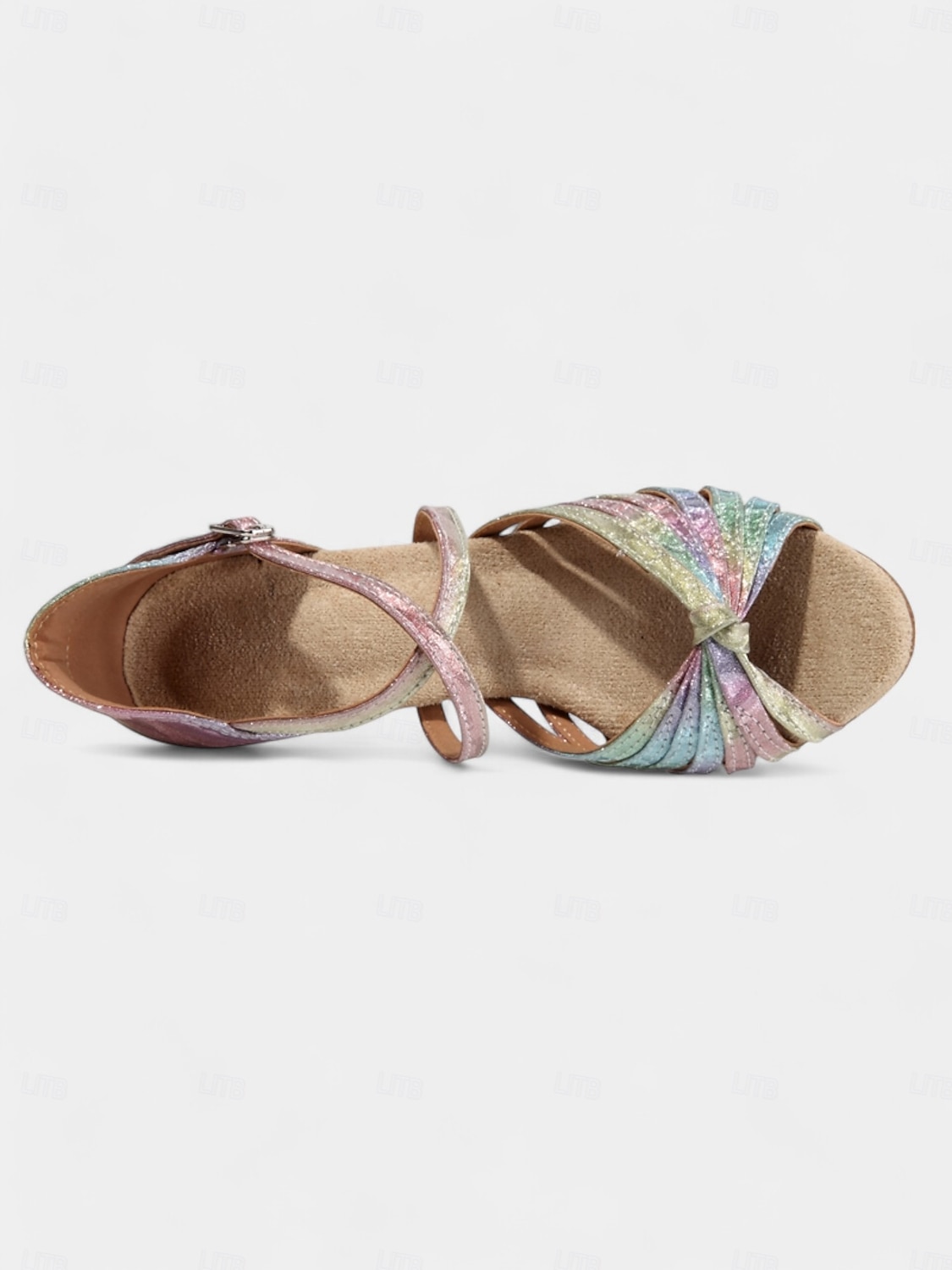 scarpe da ballo latino con cinturini metallici arcobaleno - tacchi da sala da ballo da donna con cinturino regolabile con fibbia e morbida suola in pelle scamosciata per salsa, tango e feste del 2025 a $46.99 –P5