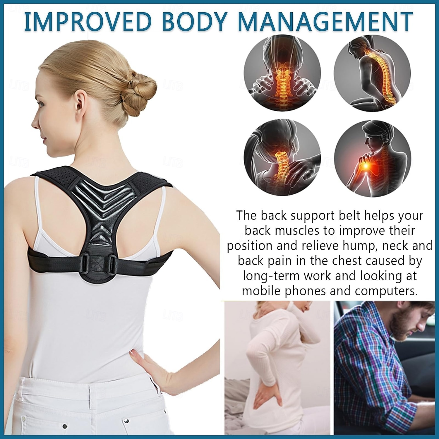 Posture Corrector for Men and Women, Adjustable Back Brace Belt, Support Shoulder Straightener, Back Spine Corrector Providing Pain Relief from Lumbar, Neck, Shoulder, and Clavicle, Back 2025 - $9.49 –P8