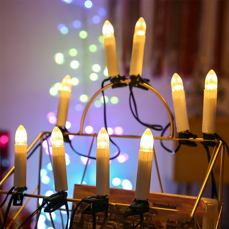 2025年 20LED キャンドルストリングライト USB 電源 LED 温白色 クリップオン フレームレス コーンキャンドル 新年 ホリデー ファミリー パーティー ホリデー ホーム クリスマスツリー デコレーション ライト  コレクション – $20.99 –P4
