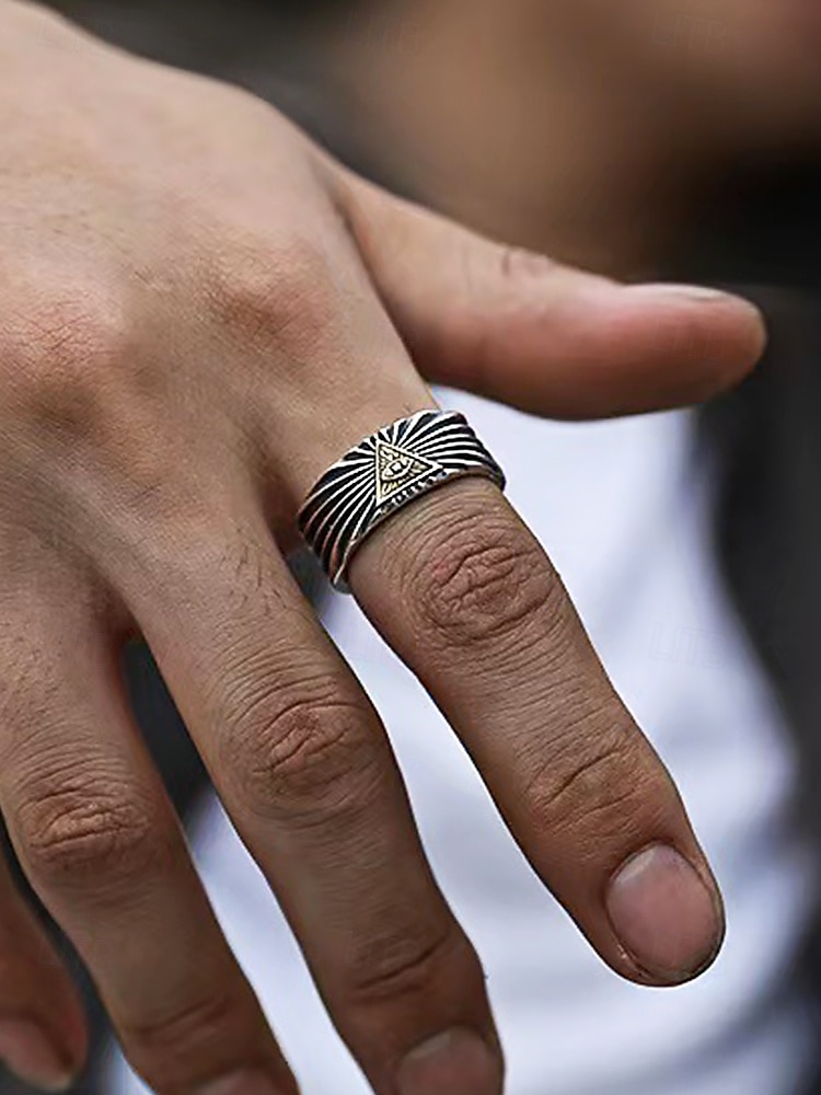anello vintage regolabile da uomo - design occhio della provvidenza, perfetto per stili gotici e boho del 2025 a $9.99 –P2