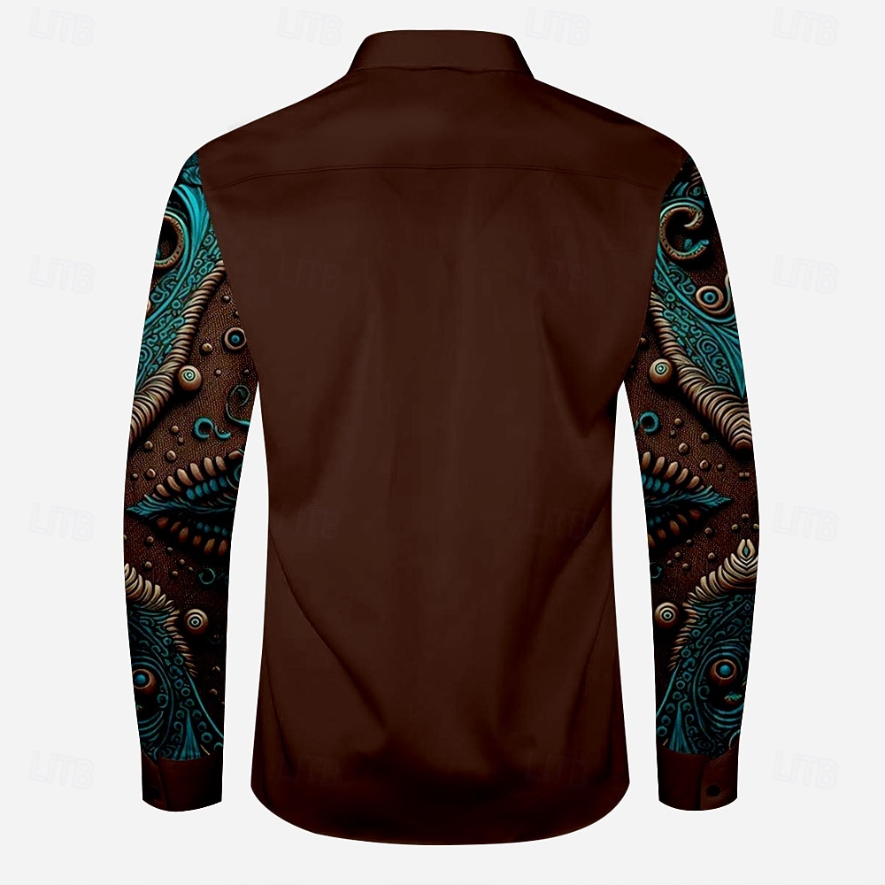 Per uomo Floreale Camicia Western Camicia da cowboy Manica Lunga Western Sport Primavera Autunno Collo ripiegato Patchwork Giallo Rosso Marrone Verde Grigio del 2025 a $31.99 –P2