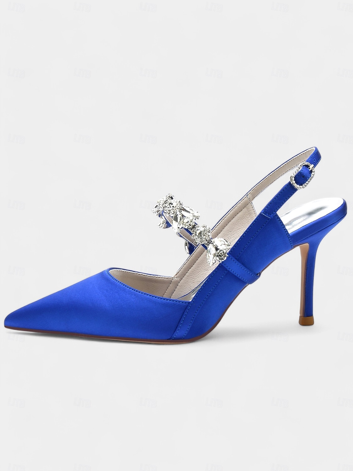 scarpe col tacco da donna in raso bianco con cinturino posteriore e decorazioni in strass – eleganti scarpe a punta per matrimoni e occasioni formali del 2025 a $64.99 –P11