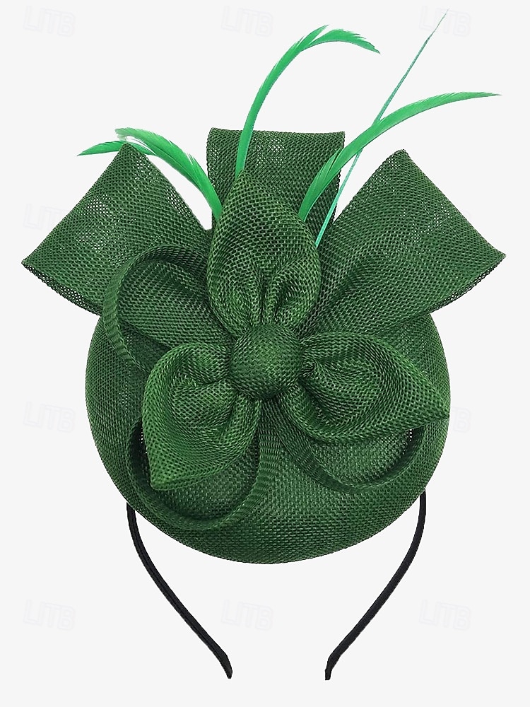 chapeau fascinateur vert pour femme avec nœud et plumes – coiffe élégante pour mariages, goûters et occasions spéciales de 2025 ? $14.99 –P3