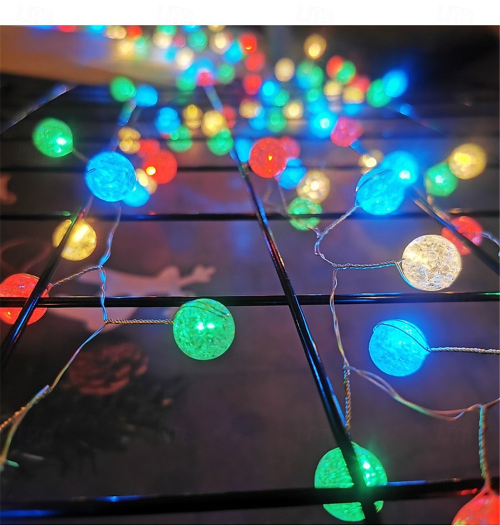 3 m-es 100 led akkumulátoros tündérgömb lámpák, vízálló kültéri golyósoros fényfüzér karácsonyfára, kertre, karácsonyi dekorációra 2025 - $25.99 –P8