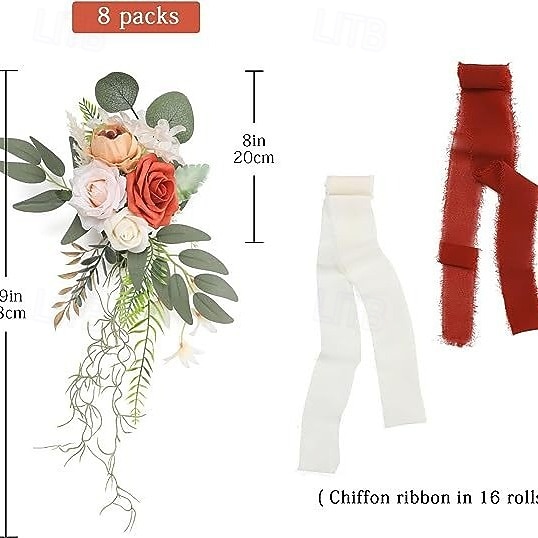Wedding Aisle Decorations White Pew Flowers for Wedding Ceremony Party Chair Decor with Artificial Flowers Eucalyptus and Ribbons 2025 - $15.99 –P3