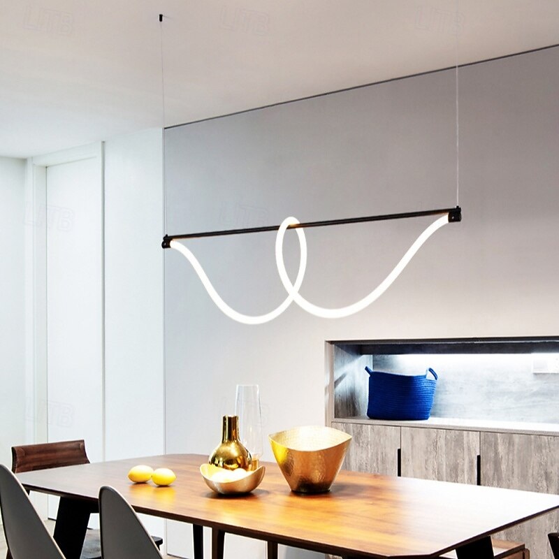 lampada a sospensione lineare sottile in metallo con tubo lungo e paralume in silicone lampada a sospensione a led lampade a goccia nere a flute 110-240v del 2025 a $249.99 –P2