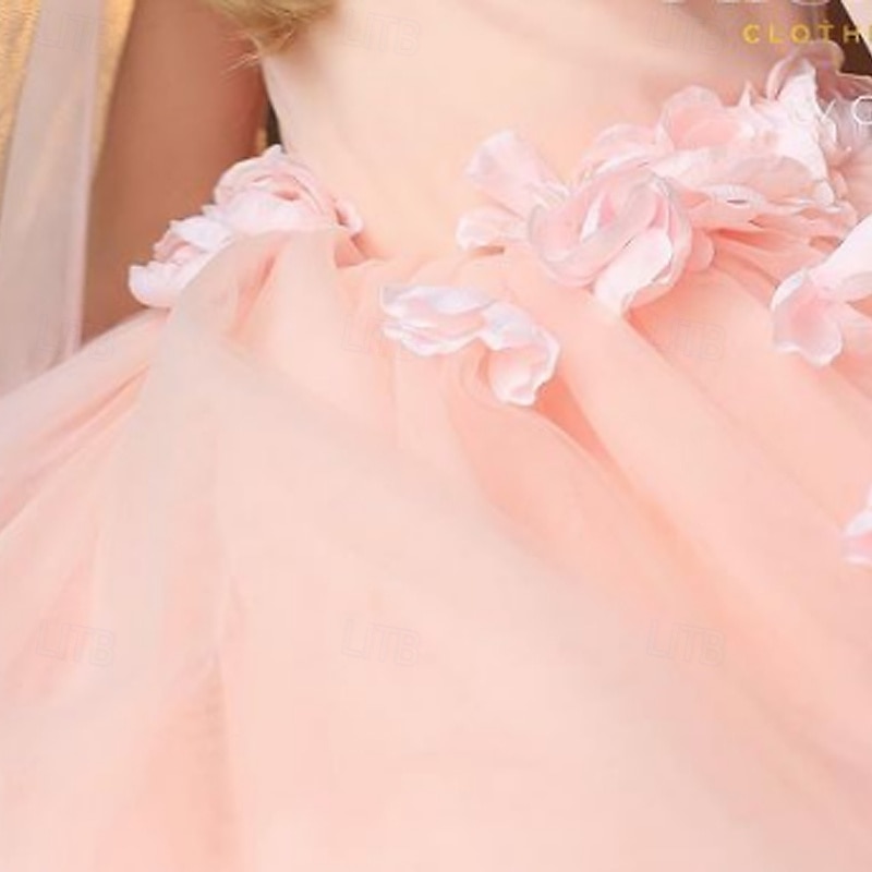 Flower Girl Dress Girls' First Communion Dress Party Dress Performance Wedding Party Princess Sweet Mesh Solid Color Sleeveless Off Shoulder White Pink kids 2025 - $89.99 –P1