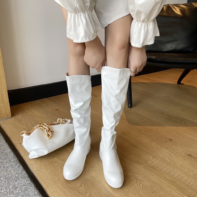 bottes hautes en similicuir noir pour femmes – bottes plates élégantes et confortables pour un usage quotidien et des sorties décontractées de 2025 ? $59.99 –P3