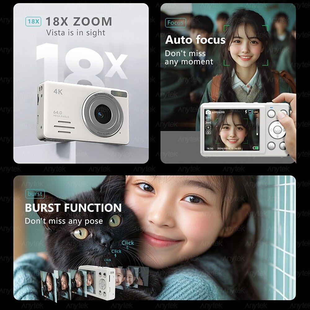 Digital Camera FHD Video Camcorder Point and Shoot Camera Digicam 18X Zoom Portable Vlogging Camera for Travel 2025 - $81.99 –P9