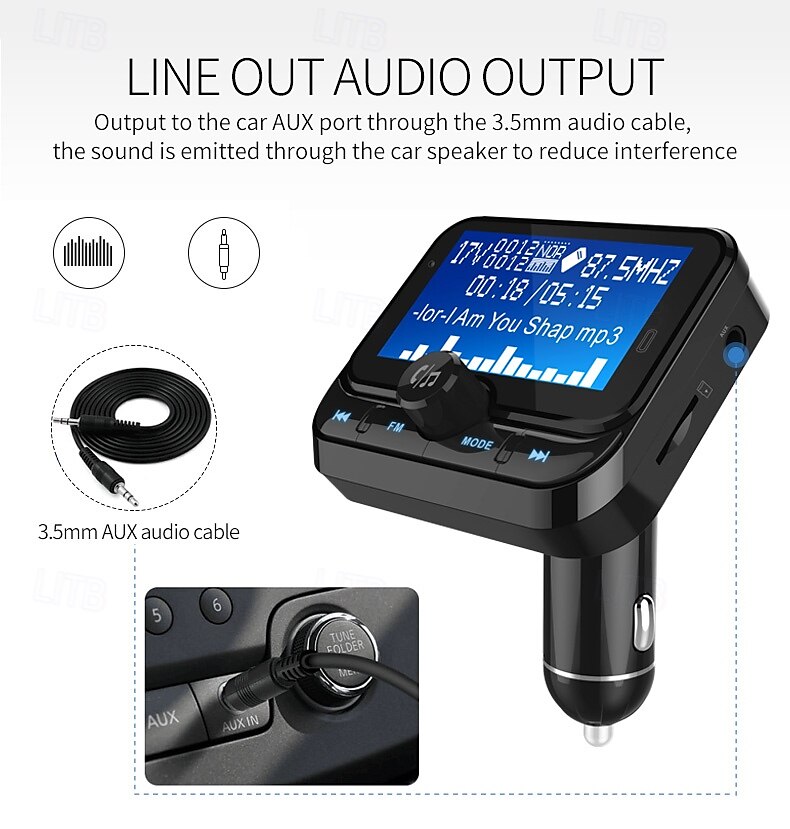 2025年 bc32 車用 FM トランスミッター ブルートゥース MP3 プレーヤー ワイヤレス ハンズフリー 1.8 インチ LCD スクリーン付き 携帯電話充電器用 コレクション – $49.99 –P11