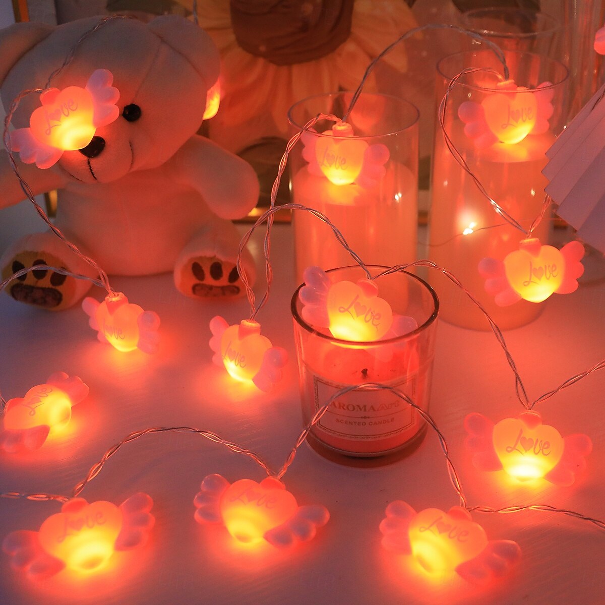 Guirlande lumineuse à LED en forme de cœur, guirlande lumineuse de Noël, 1,5 m, 10 LED, 3 m, 20 LED, à piles, pour la Saint-Valentin, un mariage, une chambre à coucher, décoration de Noël de 2025 ? $9.49 –P5
