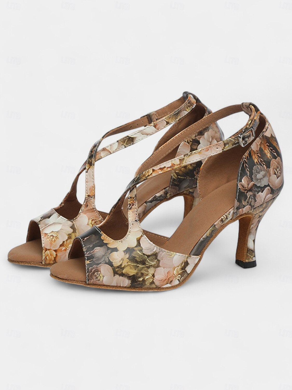 chaussures de danse latine à imprimé floral pour femmes - talons à bout ouvert avec design à lanières pour les spectacles de salon, de salsa et de tango de 2025 ? $46.99 –P4