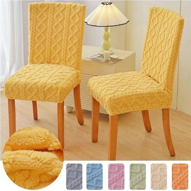 Fundas elásticas para sillas de comedor, fundas para sillas de comedor con respaldo alto, fundas cálidas y flexibles, protectores de muebles suaves y duraderos, perfectos para agregar comodidad y estilo a la decoración de su comedor 2025 - $12.49 –P1