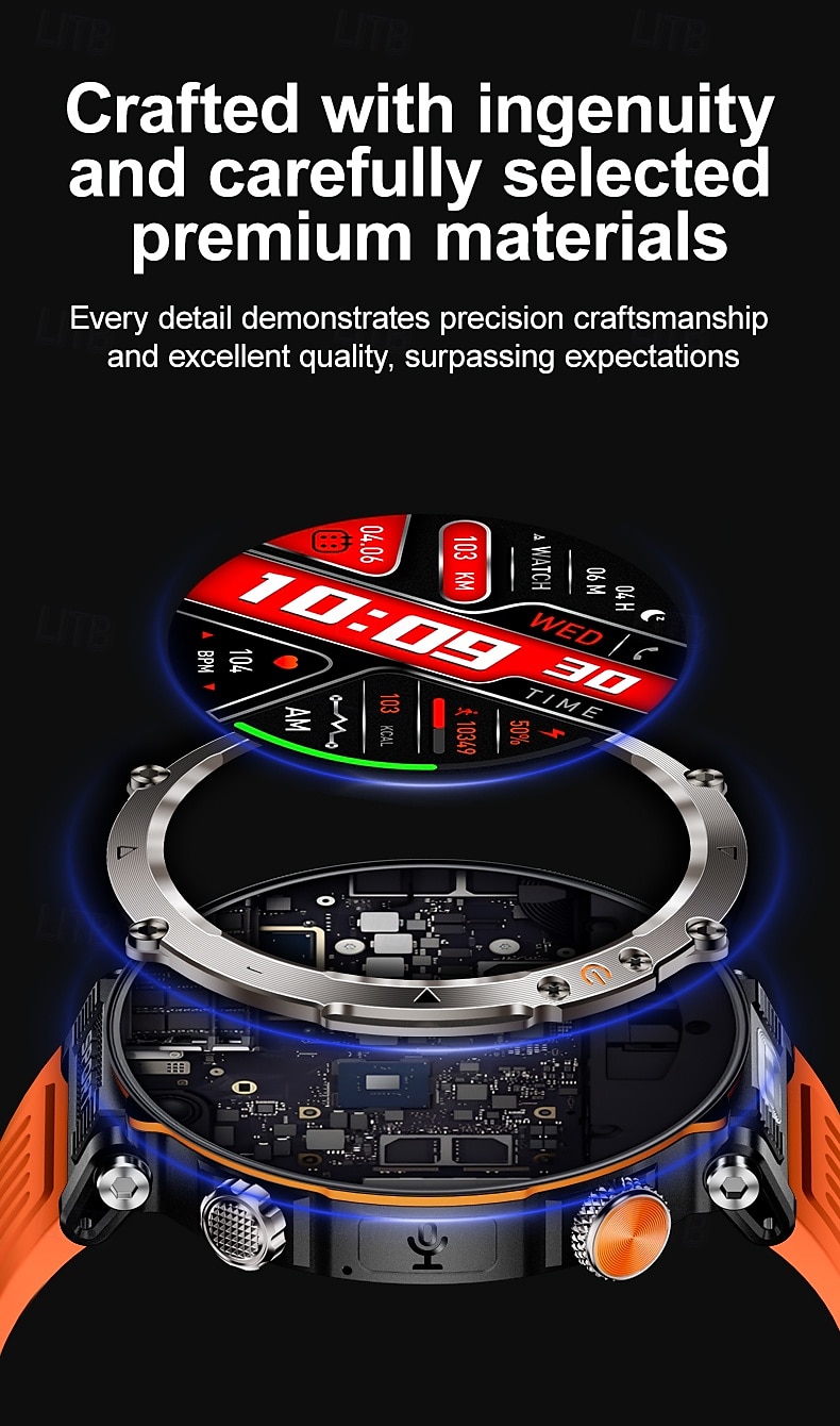 HT30 Smart Watch Rugged Military Men's 1.7 inch 600mAh Battery Compass Sports Fitness Watches Bluetooth Call Smartwatch 2025 - $43.99 –P7