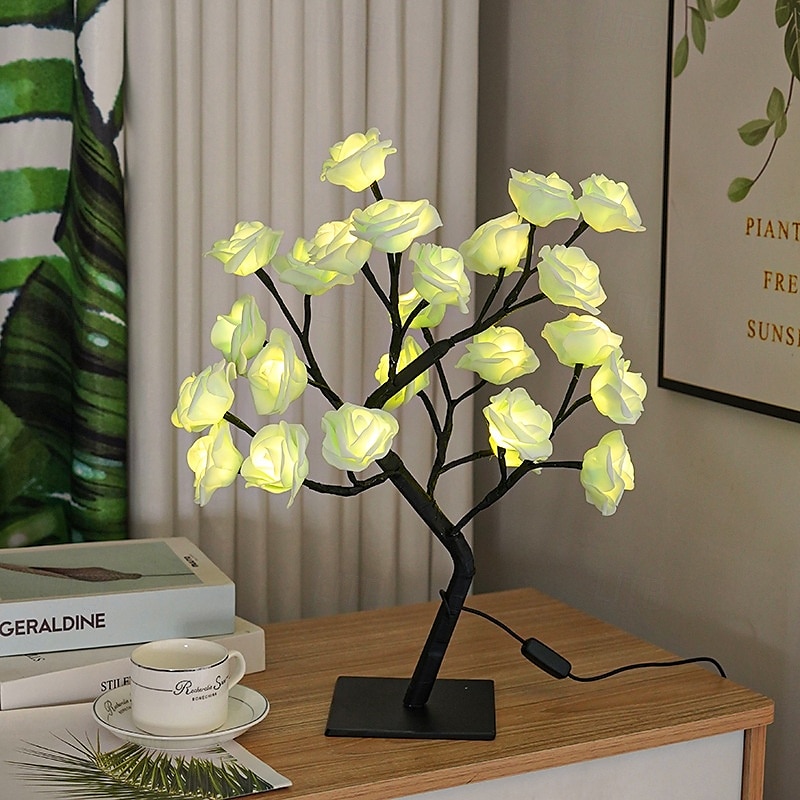 led rosetre lampe valentinsdag skrivebordslampe bryllup bursdagsfest hjemme soverom nattlys usb-drevet avtakbar valentinsdag dekorasjon nattlys 2025 - $21.99 –P15