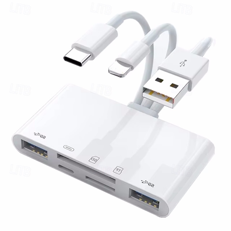 רכזת USB 5 ב-1 קורא כרטיסי sd עבור iphone ipad macbook usb 3.0 סוג c ל-SD tf קורא זיכרון כרטיס זיכרון כונן הבזק מתאם otg 2025 - $28.99 –P4