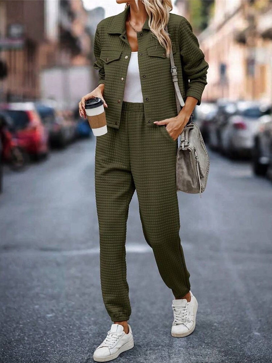 Damen Modisch Strassenmode Täglich Hemd Chinesisch Chino Langarm Hemdkragen Glatt Casual Täglich Rosa Grün Khaki Herbst Regular Fit 2025 - $36.99 –P11