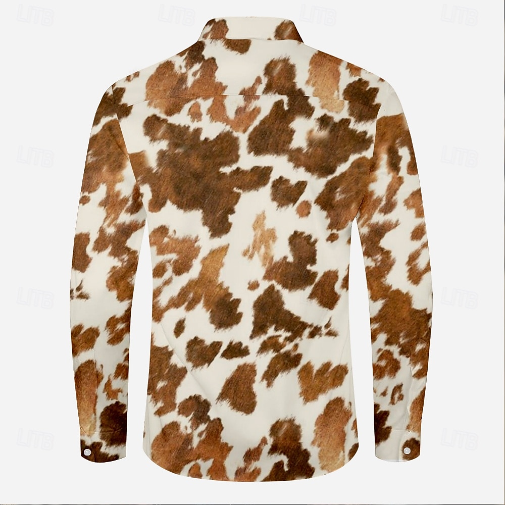 Men's Cowboy Western Shirt Button Up Shirt Cowboy Shirt Long Sleeve Vintage Western Outdoor Daily Holiday Spring Fall Winter Turndown Collared Shirts 3D Print Brown 2025 - $31.99 –P2