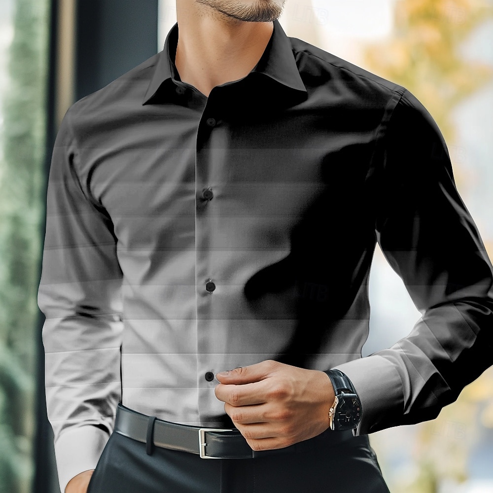 Herren Verlaufsstreifen Oberhemd Knopfhemd Langarm Business-Casual Formal Geschäft Täglich Herbst Winter Frühling Sommer Hemdkragen Knopf hoch 3D-Druck Schwarz Rote Blau Purpur 2025 - $25.99 –P5