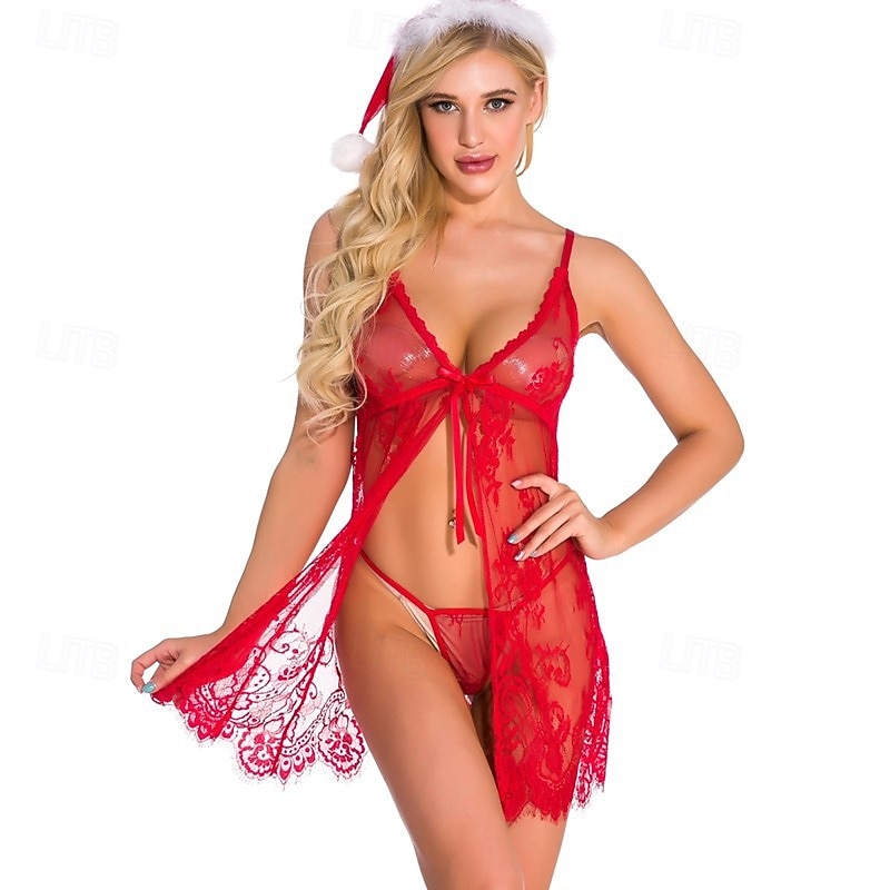 Mikulás Mrs.Claus Babydoll Ruhák Alsónemű Onesie pizsama Mikulás sapka Hímzés Női Karácsony Újév szenteste Szexi Felnőttek Parti Karácsony 2025 - $20.99 –P3