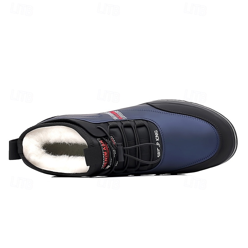 Zapatillas de deporte casuales de invierno para hombre con forro cálido: zapatos altos con cordones impermeables con forro de felpa, suela antideslizante, ideales para exteriores y clima frío 2025 - $59.99 –P2